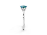 Silver Three-Stone Round Cut Blue Topaz Ring with Pear  Side Stones in Four-Prong Setting_56