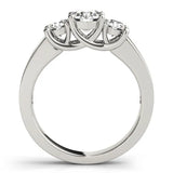 Silver Three-Stone Round Cut Channel-Set Diamond Ring with Prong Setting 1