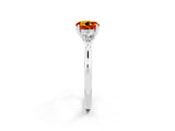 Silver Three-Stone Round Cut Citrine Ring with Pear  Side Stones in Four-Prong Setting_68