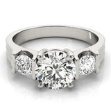 Silver Three-Stone Round Cut Classic Band Prong Setting Ring 1