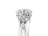 Silver Three-Stone Round Cut Cut Diamond Ring with Trillion Side Stones on a Split Shank Band_18