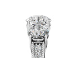 Silver Three-Stone Round Cut Cut Milgrain Pavé Engagement Ring_12
