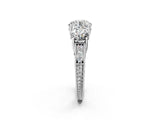 Silver Three-Stone Round Cut Cut Milgrain Pavé Engagement Ring_9