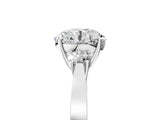 Silver Three-Stone Round Cut Diamond Cathedral Engagement Ring with Prong Setting_19