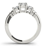 Silver Three-Stone Round Cut Diamond Ring with Channel Band and Prong Setting 2