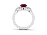Silver Three-Stone Round Cut Garnet Ring with Pear  Side Stones in Four-Prong Setting_69