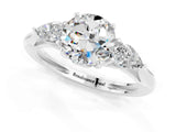 Silver Three-Stone Round Cut Moissanite Ring with Pear  Side Stones in Four-Prong Setting_55