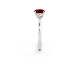 Silver Three-Stone Round Cut Ruby Ring with Pear  Side Stones in Four-Prong Setting_56