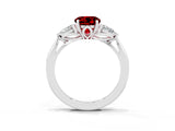 Silver Three-Stone Round Cut Ruby Ring with Pear  Side Stones in Four-Prong Setting_57