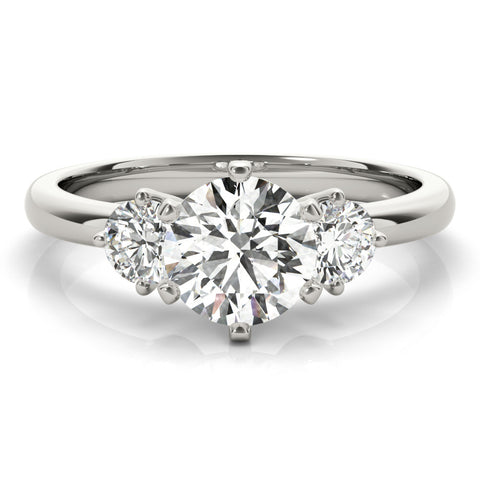 Silver Three-Stone Round Cut Solitaire Diamond Ring with Prong Setting 2