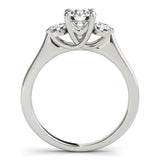Silver Three-Stone Round Cut Solitaire Engagement Ring with Prong Setting and Classic Band 2