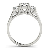 Silver Three-Stone Round Cut Solitaire Ring with Classic Band and Prong Setting 2