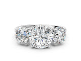 Silver Three-Stone Round Cut Solitaire Ring with Classic Band and Prong Setting_14