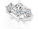 Silver Three-Stone Round Cut Tension Band Ring with Four-Prong Setting_13