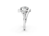 Silver Three-Stone Round Cut Tension Band Ring with Four-Prong Setting_14