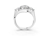 Silver Three-Stone Round Cut Tension Band Ring with Four-Prong Setting_15