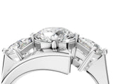 Silver Three-Stone Round Cut Tension Band Ring with Four-Prong Setting_16