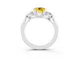 Silver Three-Stone Round Cut Yellow Sapphire Ring with Pear  Side Stones in Four-Prong Setting_57