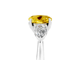 Silver Three-Stone Round Cut Yellow Sapphire Ring with Pear  Side Stones in Four-Prong Setting_59
