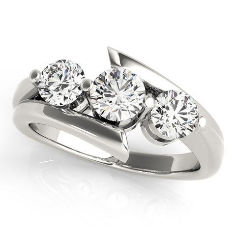Silver Three-Stone Round Diamond Bypass Band with Prong Setting 1