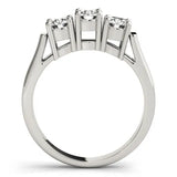 Silver Three-Stone Round Diamond Channel Band with Prong Setting 1