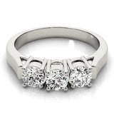 Silver Three-Stone Round Diamond Channel Band with Prong Setting 2