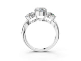 Silver Three-Stone Round Diamond Channel Set Engagement Ring with Prong Setting_14