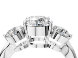 Silver Three-Stone Round Diamond Channel Set Engagement Ring with Prong Setting_15