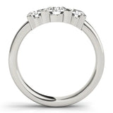 Silver Three-Stone Round Diamond Classic Band with Prong Setting 2