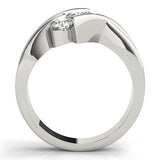 Silver Three-Stone Round Diamond Crossover Band with Channel Prong Setting