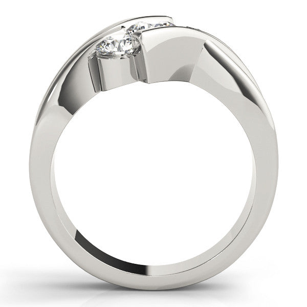 White gold Three-Stone Round Diamond Crossover Band with Channel Prong Setting