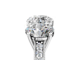 Silver Three-Stone Round Diamond Milgrain Pave Band with Prong Setting 5