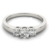 Silver Three-Stone Round Diamond Solitaire Ring with Channel Set Band and Four-Prong Setting 1