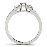 Silver Three-Stone Round Diamond Solitaire Ring with Channel Set Band and Four-Prong Setting 2
