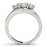 Silver Three-Stone Round Diamond Split Shank Prong Setting Ring