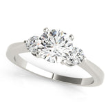 Silver Three-Stone Round Solitaire Ring with Tapered Band and Four-Prong Setting 1