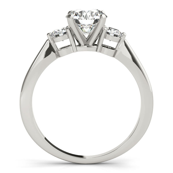 White gold Three-Stone Asscher Cut Solitaire Ring with Tapered Band and Four-Prong Setting
