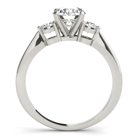 Silver Three-Stone Round Solitaire Ring with Tapered Band and Four-Prong Setting