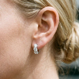 Silver Triple Round Diamond Huggie Earrings with Prong Setting_23