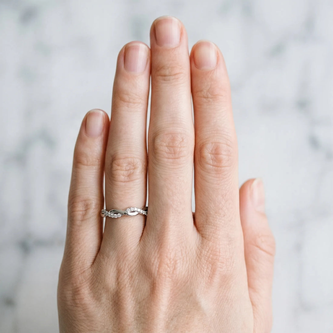 Silver Twisted Pave Round Diamond Infinity Band with Channel Setting_12