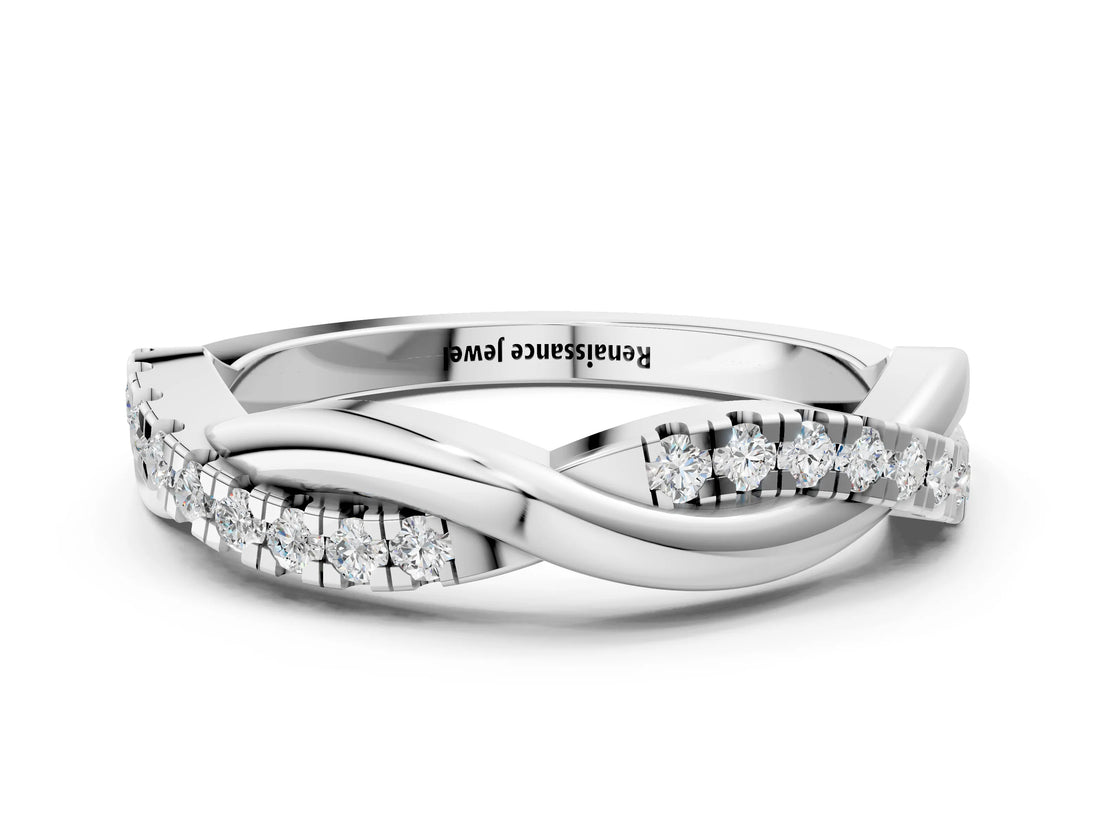 Silver Twisted Pave Round Diamond Infinity Band with Shared Prong Setting_14