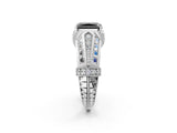 Silver Vintage Milgrain Fancy Black Radiant Cut Diamond Split Shank Ring with Prong Setting_8
