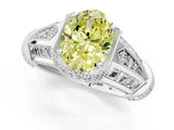 Silver Vintage Milgrain Fancy Yellow Oval Cut Diamond Split Shank Ring with Prong Setting_7