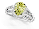 Silver Vintage Milgrain Fancy Yellow Pear Cut Diamond Split Shank Ring with Prong Setting_7