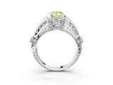 Silver Vintage Milgrain Fancy Yellow Pear Cut Diamond Split Shank Ring with Prong Setting_9