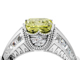 Silver Vintage Milgrain Fancy Yellow Princess Cut Diamond Split Shank Ring with Prong Setting_10