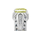 Silver Vintage Milgrain Fancy Yellow Princess Cut Diamond Split Shank Ring with Prong Setting_11