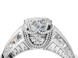 Silver Vintage Milgrain Heart Cut Diamond Split Shank Ring with Prong Setting_17