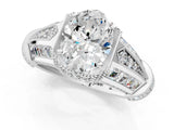 Silver Vintage Milgrain Oval Cut Diamond Split Shank Ring with Prong Setting_14
