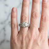 Silver Vintage Milgrain Round Diamond Split Shank Ring with Prong Setting_22